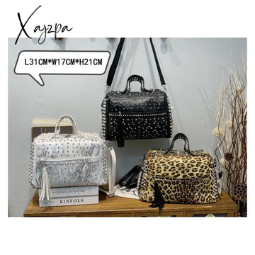 Xajzpa - Womenโs Bag Luxury Designer Purses And Handbags Shoulder Bags Vintage Rivet Tote For